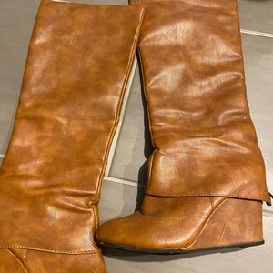 Brown wedge boots!